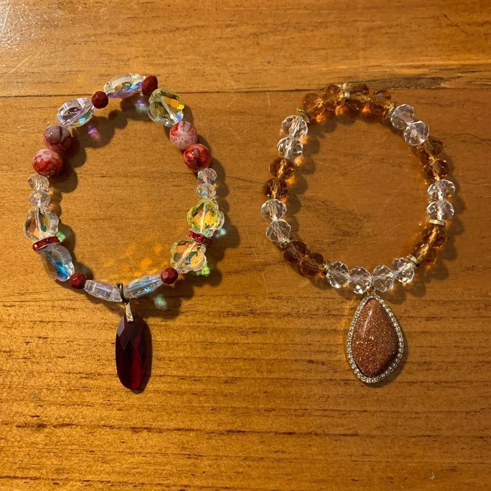 Handmade stretch beaded charm bracelets